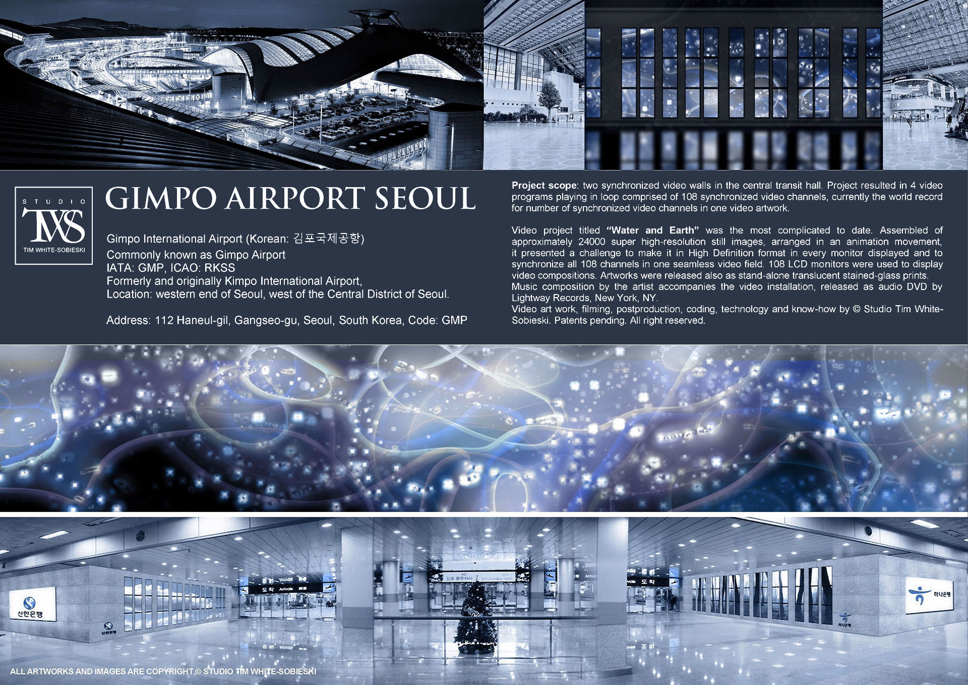 Multimedia art installation for main concourse of Gimpo international airport Seoul Korea, Commissioned by City of Seoul and Gimpo airport, SEOUL METROPOLITAN GOVERNMENT